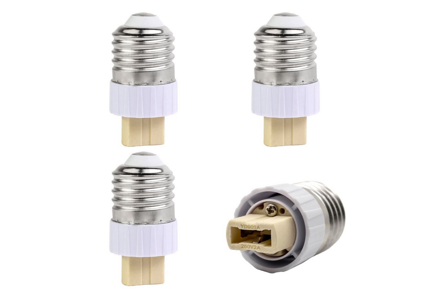 Intirilife Lampenfassung, (Lampensockel Adapter E14 - GU10, 4-St), 4x E14 auf GU10 Lampensockel Adapter in WEISS von Intirilife