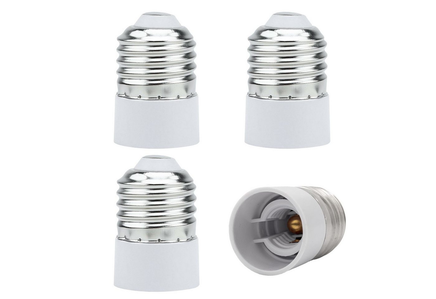 Intirilife Lampenfassung, (Lampensockel Adapter GU10 - E14, 4-St), 4x GU10 auf E14 Lampensockel Adapter in WEISS von Intirilife