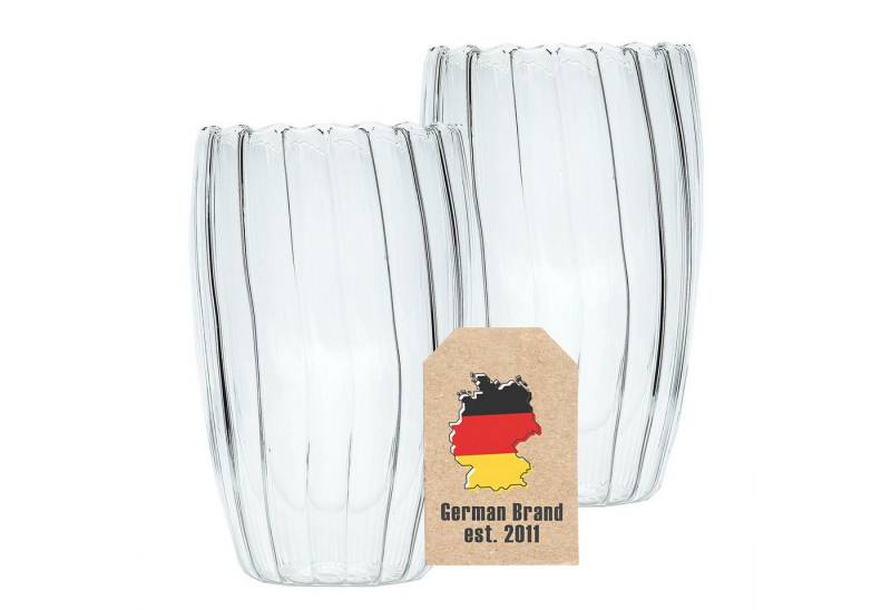 Intirilife Latte-Macchiato-Glas, Glas, Doppelwandiges Kaffeeglas Teeglas Thermo Glas Set 350 ml (2-tlg) von Intirilife