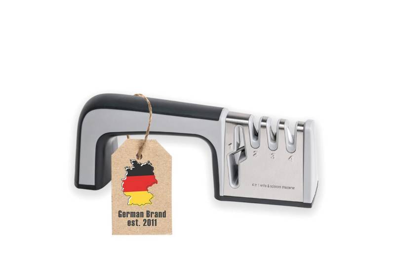 Intirilife Messerschärfer, 4-in-1 Messerschleifer in SCHWARZ - Messerschärfer aus Edelstahl von Intirilife