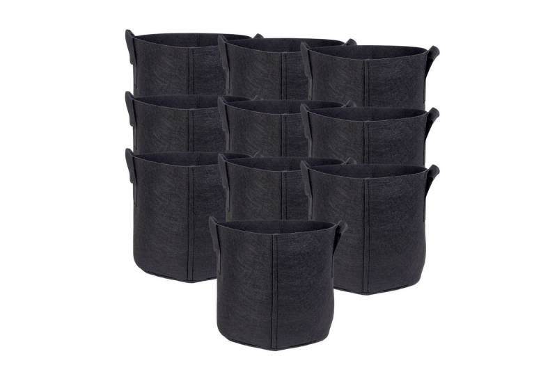 Intirilife Pflanzkübel (10x Vlies Pflanzsack in 20 Liter - 5 Gallon - 30 x 25 cm, 10 St), Pflanzen Übertopf aus Vliesstoff Blumentopf Pflansack Gefäß Griffe von Intirilife