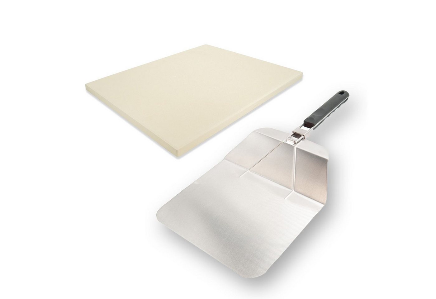 Intirilife Pizzaschieber, Pizza Set mit Pizzastein und faltbarem Pizzaschieber/Pizzaschaufel von Intirilife