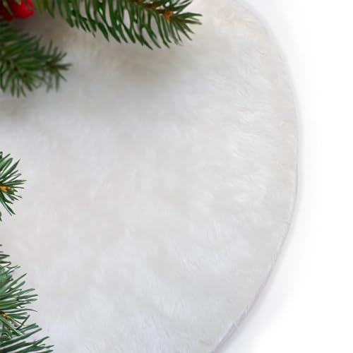 Intirilife Polyester Christbaumrock Weihnachtsteppich Dekorationsunterlage in Weiß mit 1.20m Durchmesser von INTIRILIFE