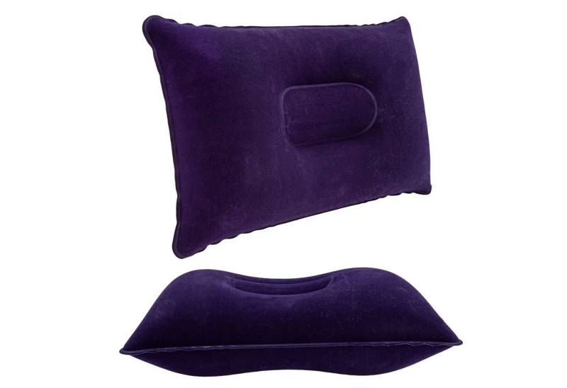 Intirilife Reisekissen, Aufblasbares Kissen in SCHWARZ, 1-tlg., Rechteckiges Kopfkissen zum Aufblasen mit ergonomischer Form von Intirilife