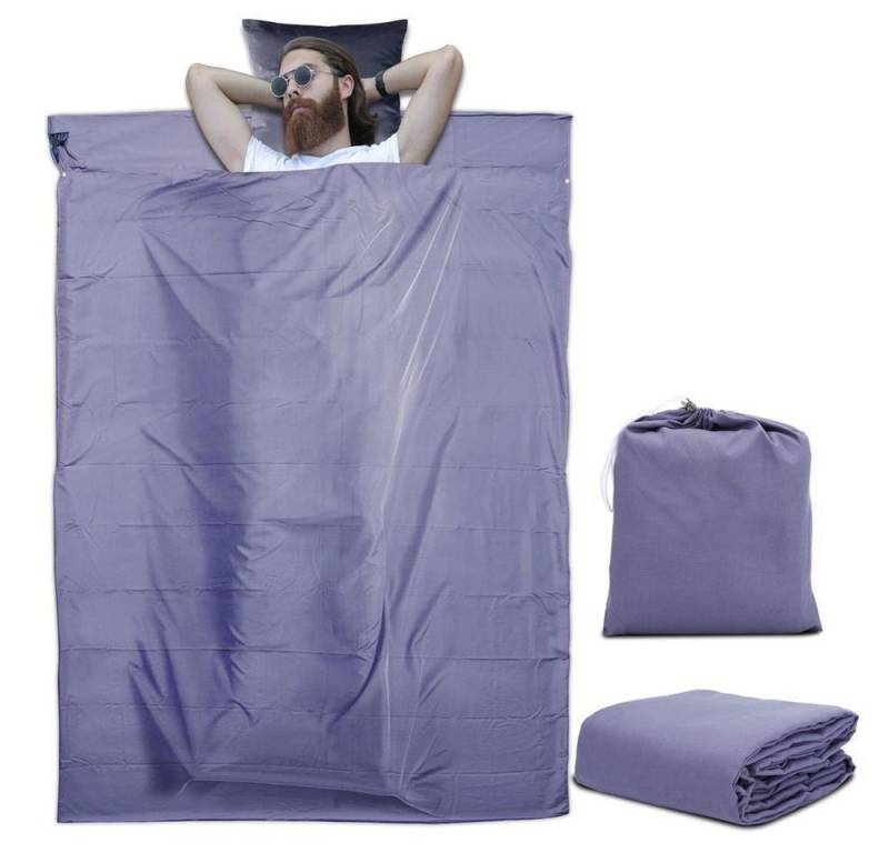 Intirilife Schlafsack (Schlafsack 115 cm x 210 cm in DUNKEL LILA, 1 tlg), Reise Hüttenschlafsack - Dünner Schlafsack Reiseschlafsack - Polyester von Intirilife