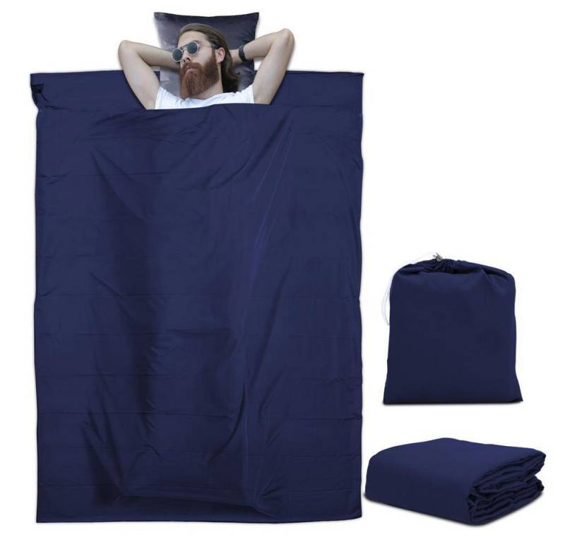 Intirilife Schlafsack (Schlafsack 115 cm x 210 cm in DUNKEL BLAU), Reise Hüttenschlafsack - Dünner Schlafsack Reiseschlafsack - Polyester von Intirilife