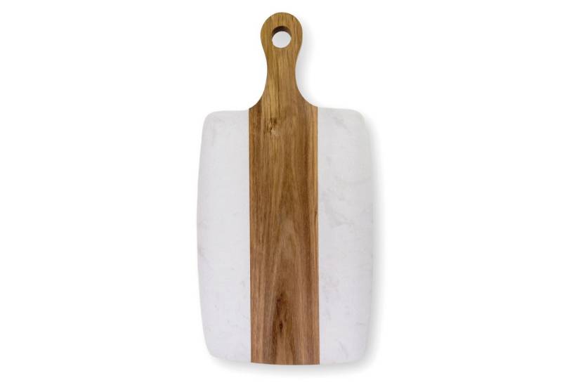 Intirilife Schneidebrett, Mamor, (1-St., 1x Küchenbrett), Küchenbrett Holz & Mamor Schneidebrett Servierplatte Griff 35x18x1.5cm von Intirilife