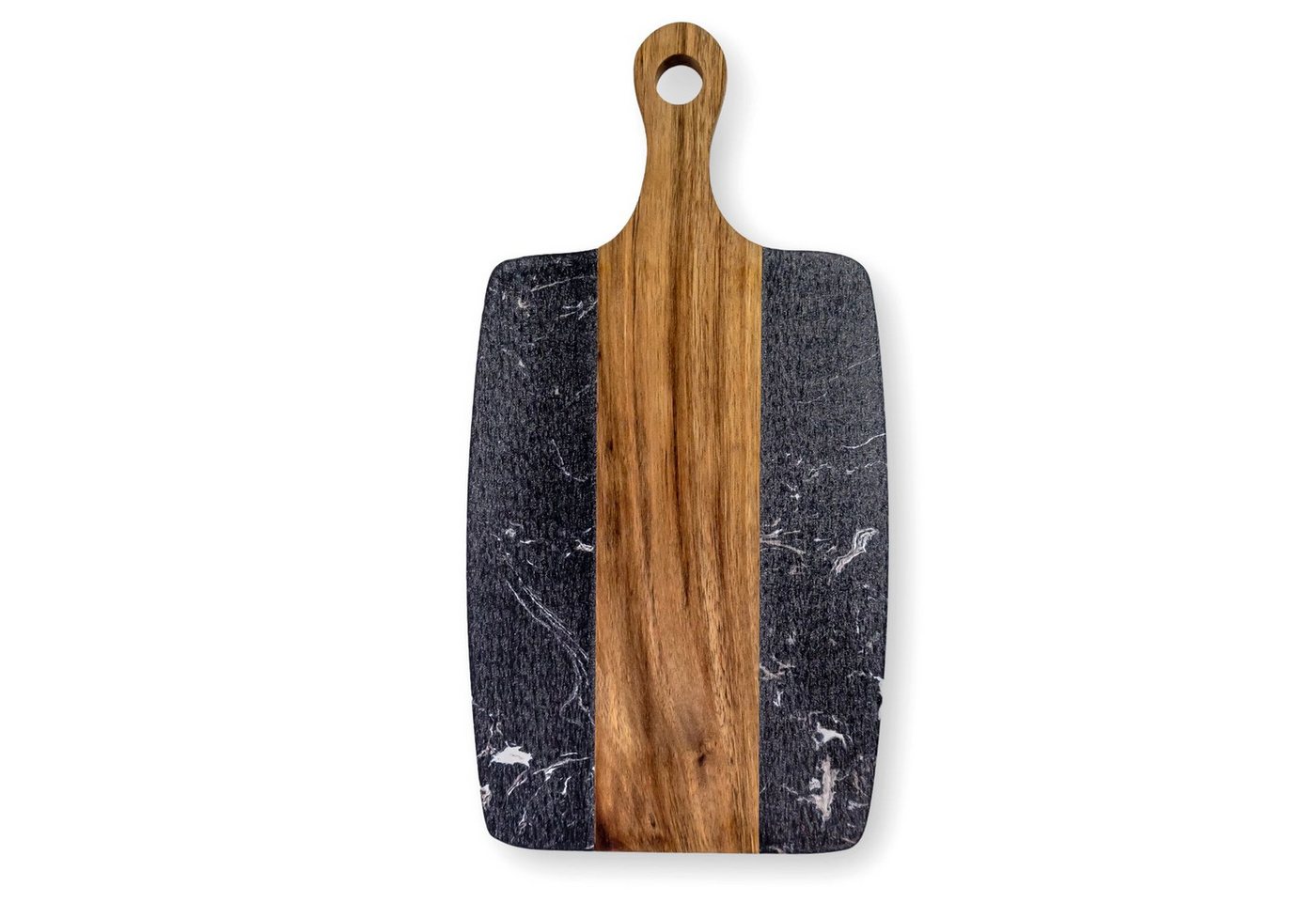 Intirilife Schneidebrett, Mamor, (1-St., 1x Küchenbrett), Küchenbrett Holz & Mamor Schneidebrett Servierplatte Griff 35x18x1.5cm von Intirilife