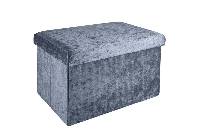 Intirilife Sitzbank (Faltbare Sitzbank 49x30x30 cm in Samt Grau, 1-St), Sitzwürfel mit Stauraum und Deckel mit Samtbezug Sitzhocker von Intirilife