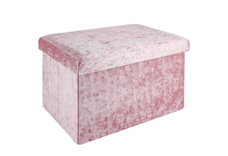 Intirilife Sitzbank (Faltbare Sitzbank 49x30x30 cm in Samt Ros), Sitzwürfel mit Stauraum und Deckel mit Samtbezug Sitzhocker von Intirilife