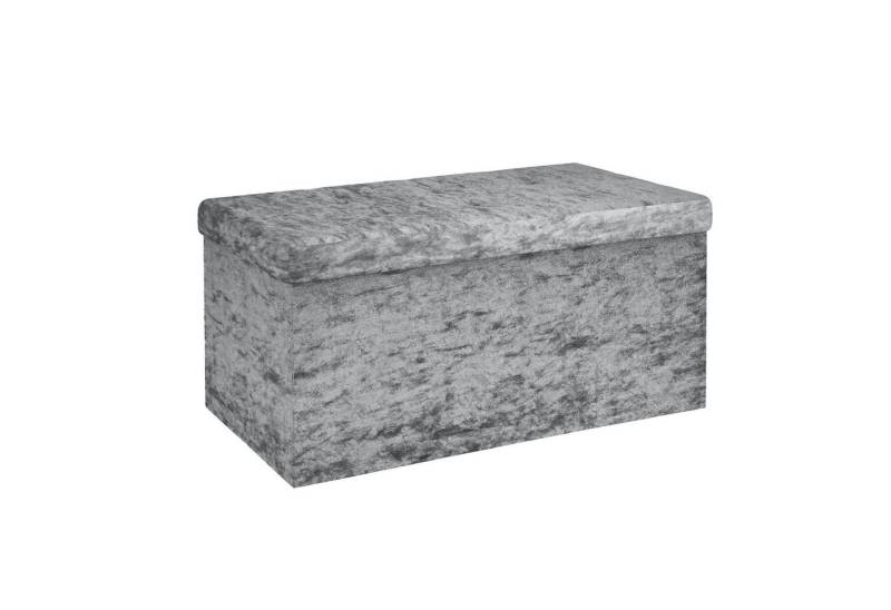Intirilife Sitzbank (Faltbare Sitzbank 76x38x38 cm in Samt Grau), Sitzwürfel mit Stauraum und Deckel mit Samtbezug Sitzhocker von Intirilife