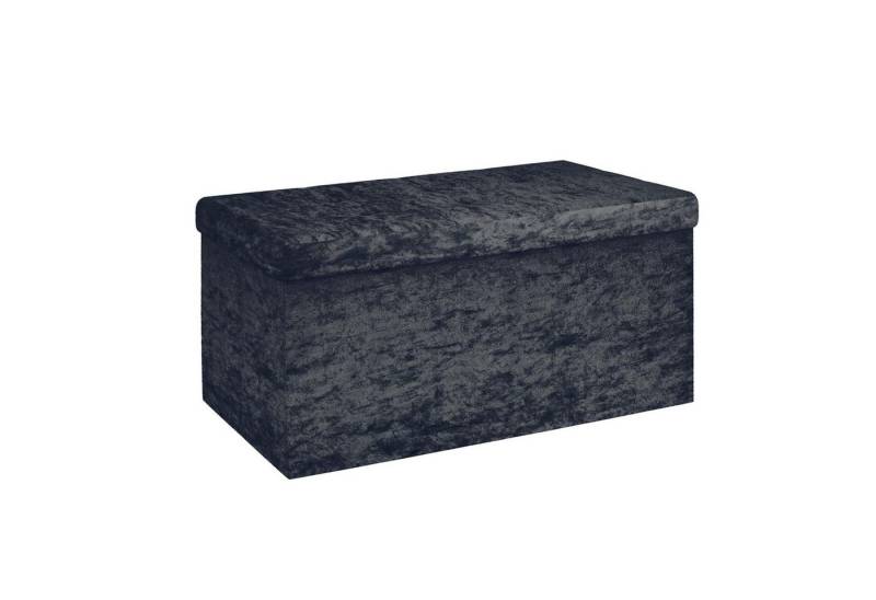 Intirilife Sitzbank (Faltbare Sitzbank 76x38x38 cm in Samt Schwarz), Sitzwürfel mit Stauraum und Deckel mit Samtbezug Sitzhocker von Intirilife