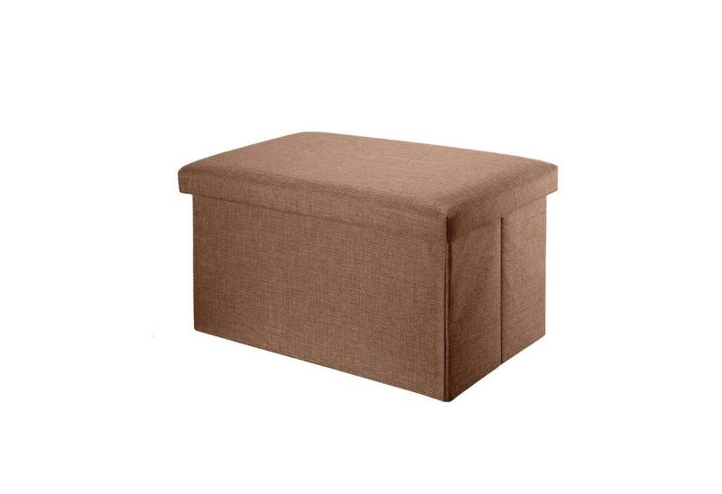 Intirilife Sitzhocker (Faltbare Sitzbank 49x30x30 cm in BERNSTEIN BRAUN), Sitzwürfel mit Stauraum und Deckel aus Stoff in Leinen Optik von Intirilife