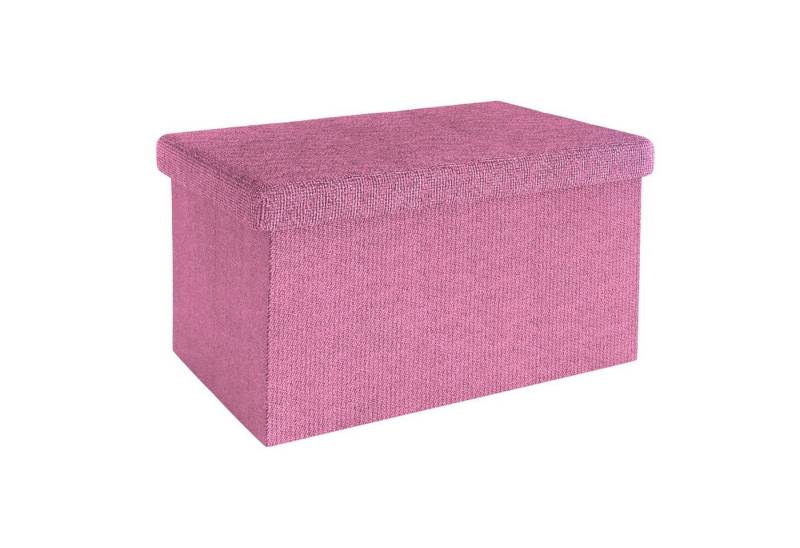 Intirilife Sitzhocker (Faltbare Sitzbank 49x30x30 cm in KIRSCHBLÜTEN PINK), Sitzwürfel mit Stauraum und Deckel aus Stoff in Leinen Optik von Intirilife