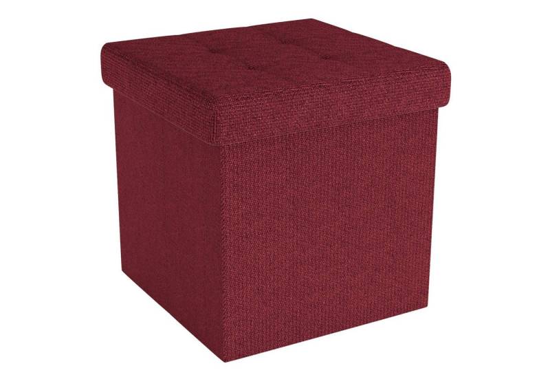 Intirilife Sitzhocker (Sitzwürfel mit Stauraum 30x30x30 cm in GRANAT ROT - Fußablage), Faltbare Sitzhocker - aus Stoff mit Mulden - Aufbewahrungsbox Truhe von Intirilife
