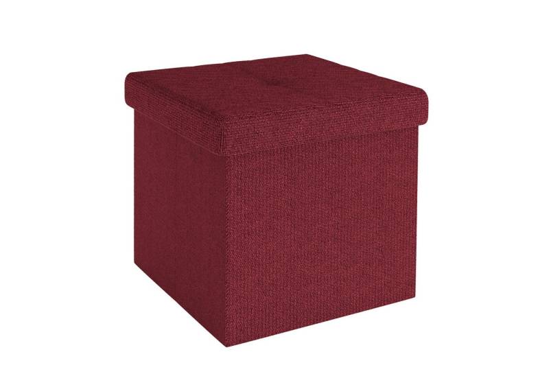 Intirilife Sitzhocker (Sitzwürfel mit Stauraum 30x30x30 cm in GRANAT ROT - Fußablage), Faltbare Sitzhocker - aus Stoff mit Mulden - Aufbewahrungsbox Truhe von Intirilife