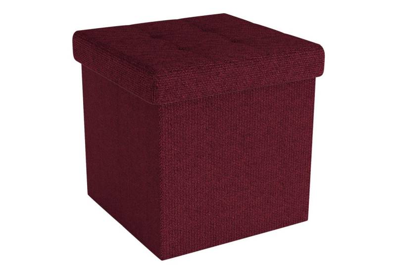 Intirilife Sitzhocker (Sitzwürfel mit Stauraum 30x30x30 cm in KIRSCH ROT - Fußablage, 1 St), Faltbare Sitzhocker - aus Stoff mit Mulden - Aufbewahrungsbox Truhe von Intirilife