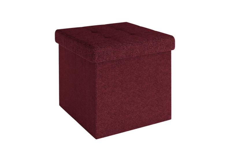Intirilife Sitzhocker (Sitzwürfel mit Stauraum 30x30x30 cm in KIRSCH ROT - Fußablage, 1 St), Faltbare Sitzhocker - aus Stoff mit Mulden - Aufbewahrungsbox Truhe von Intirilife