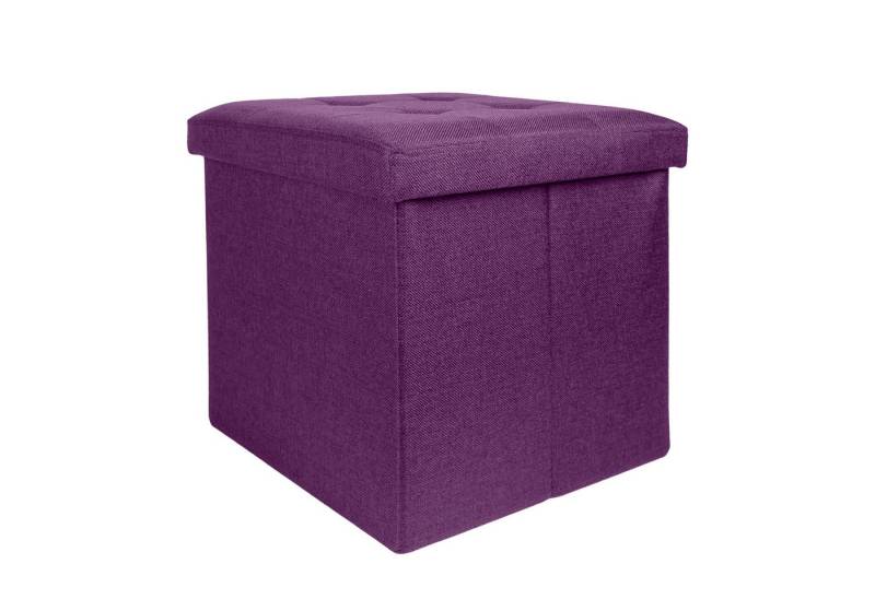 Intirilife Sitzhocker (Sitzwürfel mit Stauraum 30x30x30 cm in NEBEL LILA - Fußablage), Faltbare Sitzhocker - aus Stoff mit Mulden - Aufbewahrungsbox Truhe von Intirilife
