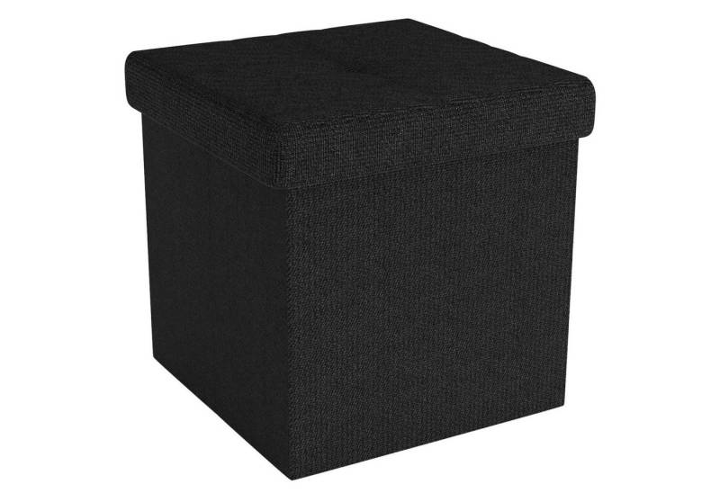 Intirilife Sitzhocker (Sitzwürfel mit Stauraum 30x30x30 cm in PIANO SCHWARZ - Fußablage), Faltbare Sitzhocker - aus Stoff mit Mulden - Aufbewahrungsbox Truhe von Intirilife