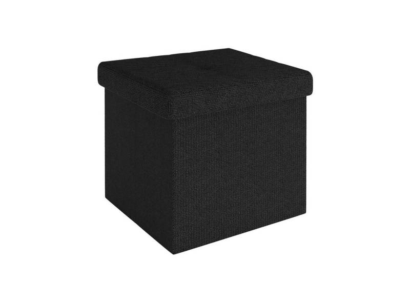 Intirilife Sitzhocker (Sitzwürfel mit Stauraum 30x30x30 cm in PIANO SCHWARZ - Fußablage), Faltbare Sitzhocker - aus Stoff mit Mulden - Aufbewahrungsbox Truhe von Intirilife