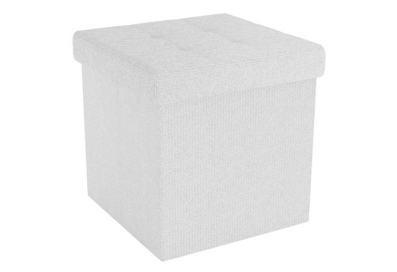 Intirilife Sitzhocker (Sitzwürfel mit Stauraum 30x30x30 cm in SCHNEE WEIß - Fußablage, 1 St), Faltbare Sitzhocker - aus Stoff mit Mulden - Aufbewahrungsbox Truhe von Intirilife