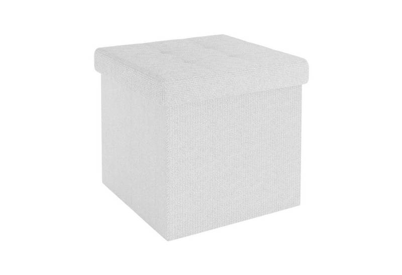 Intirilife Sitzhocker (Sitzwürfel mit Stauraum 30x30x30 cm in SCHNEE WEIß - Fußablage, 1 St), Faltbare Sitzhocker - aus Stoff mit Mulden - Aufbewahrungsbox Truhe von Intirilife