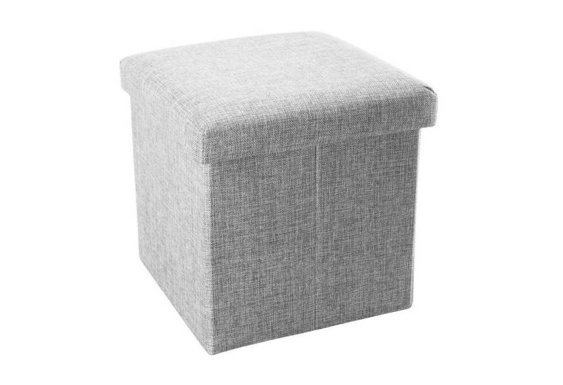 Intirilife Sitzhocker (Sitzwürfel mit Stauraum 38x38x38 cm in ALASKA GRAU - Fußablage), Faltbarer Sitzhocker - aus Stoff in Leinen Optik - Aufbewahrungsbox von Intirilife