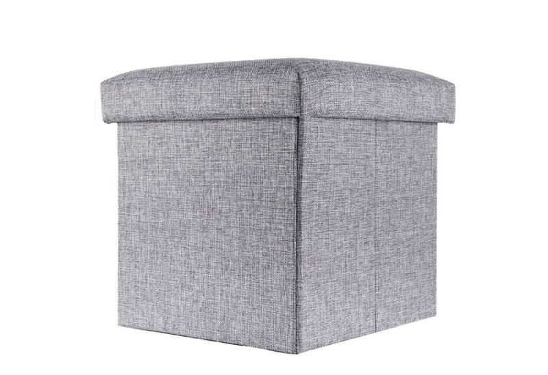 Intirilife Sitzhocker (Sitzwürfel mit Stauraum 38x38x38 cm in FELS GRAU - Fußablage, 1 St), Faltbarer Sitzhocker aus Stoff mit Mulden - Aufbewahrungsbox Fußhocker von Intirilife