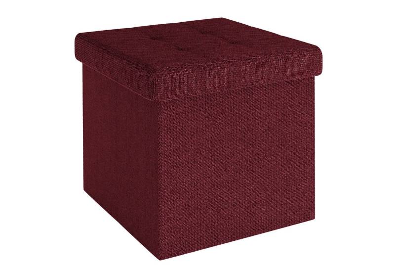 Intirilife Sitzhocker (Sitzwürfel mit Stauraum 38x38x38 cm in KIRSCH ROT - Fußablage, 1 St), Faltbarer Sitzhocker aus Stoff mit Mulden - Aufbewahrungsbox Fußhocker von Intirilife