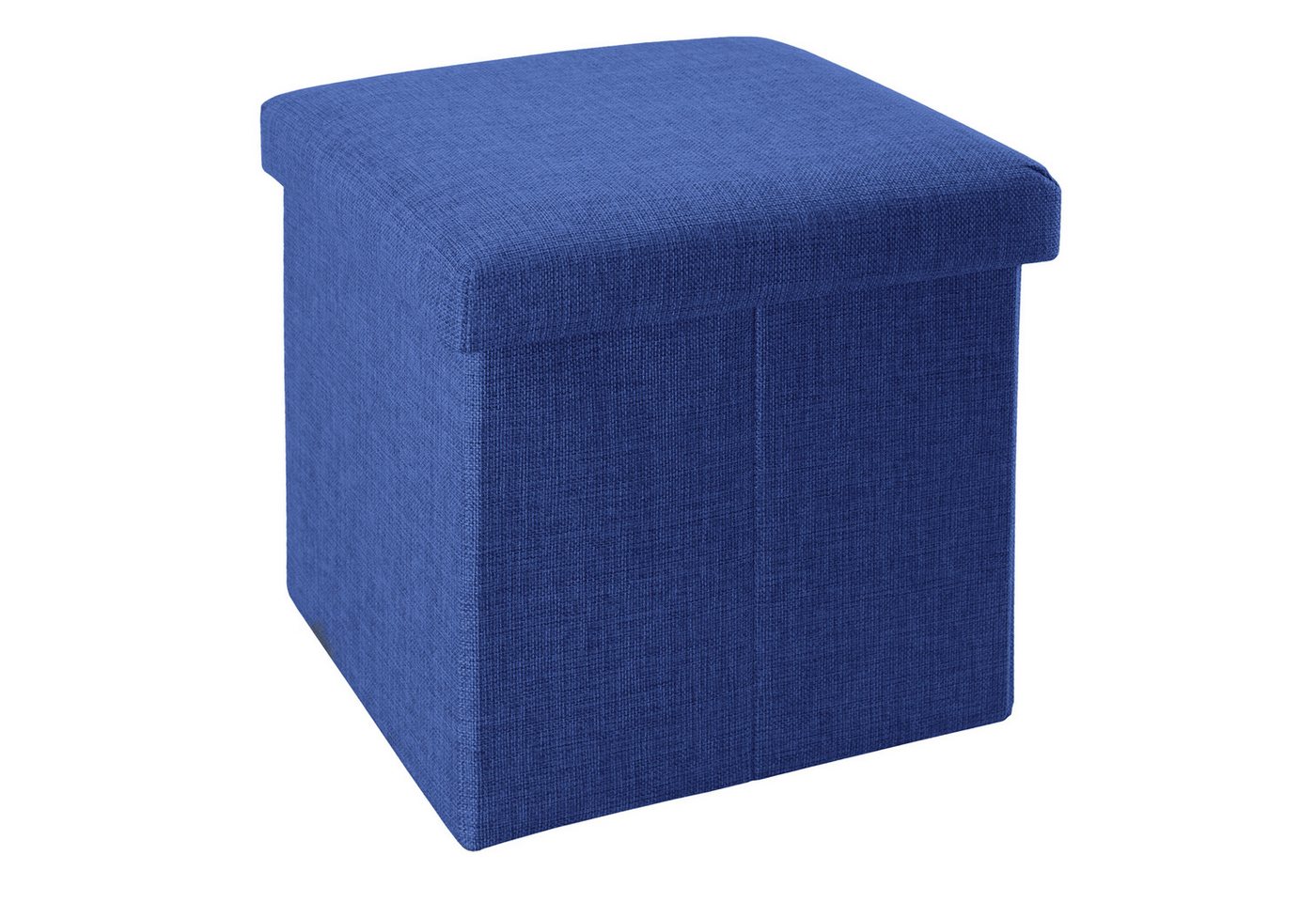 Intirilife Sitzhocker (Sitzwürfel mit Stauraum 38x38x38 cm in MEER BLAU - Fußablage), Faltbarer Sitzhocker - aus Stoff in Leinen Optik - Aufbewahrungsbox von Intirilife