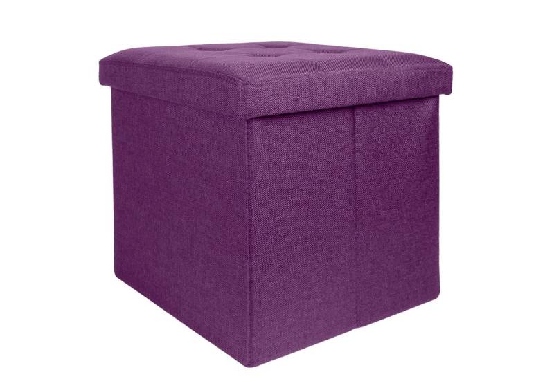 Intirilife Sitzhocker (Sitzwürfel mit Stauraum 38x38x38 cm in NEBEL LILA - Fußablage), Faltbarer Sitzhocker aus Stoff mit Mulden - Aufbewahrungsbox Fußhocker von Intirilife