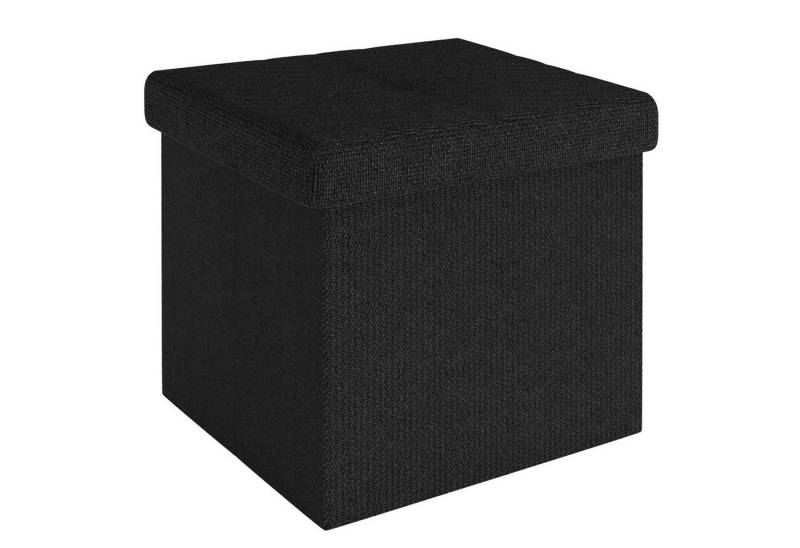 Intirilife Sitzhocker (Sitzwürfel mit Stauraum 38x38x38 cm in PIANO SCHWARZ - Fußablage), Faltbarer Sitzhocker aus Stoff mit Mulden - Aufbewahrungsbox Fußhocker von Intirilife