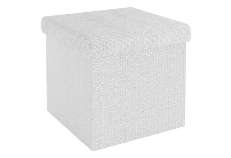 Intirilife Sitzhocker (Sitzwürfel mit Stauraum 38x38x38 cm in SCHNEE WEIß - Fußablage), Faltbarer Sitzhocker aus Stoff mit Mulden - Aufbewahrungsbox Fußhocker von Intirilife