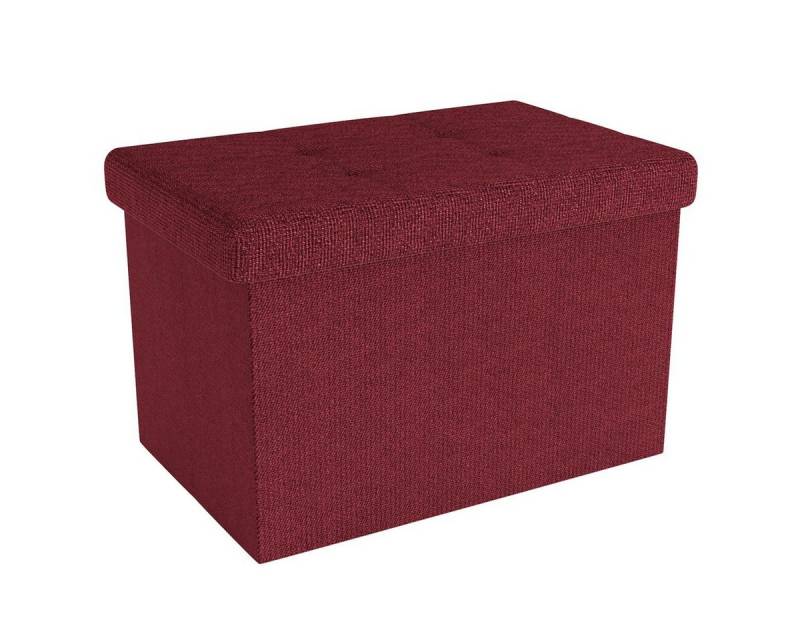 Intirilife Sitzhocker (Sitzwürfel mit Stauraum 49x30x30 cm in GRANAT ROT - Fußablage, 1 St), Faltbare Sitzbank - aus Stoff mit Mulden - Aufbewahrungsbox Truhe von Intirilife