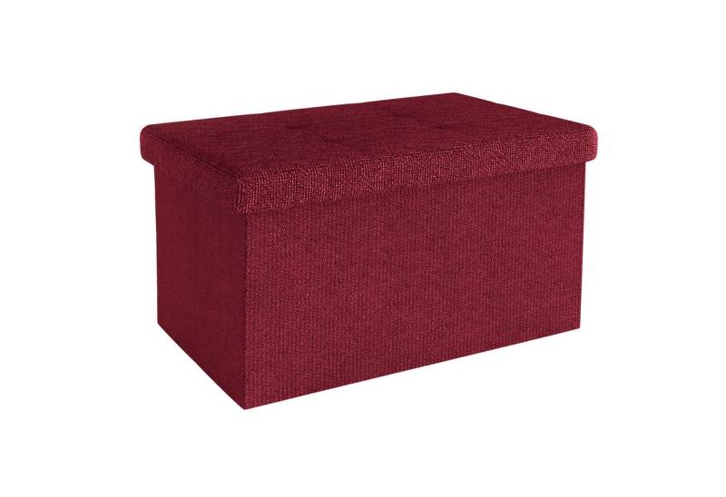 Intirilife Sitzhocker (Sitzwürfel mit Stauraum 49x30x30 cm in GRANAT ROT - Fußablage, 1 St), Faltbare Sitzbank - aus Stoff mit Mulden - Aufbewahrungsbox Truhe von Intirilife