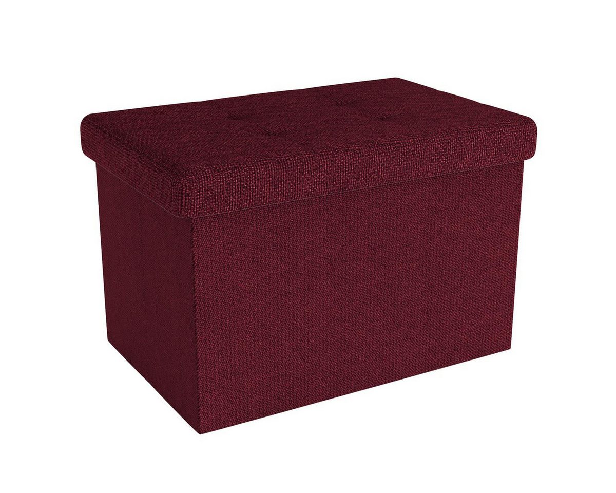 Intirilife Sitzhocker (Sitzwürfel mit Stauraum 49x30x30 cm in KIRSCH ROT - Fußablage, 1 St), Faltbare Sitzbank - aus Stoff mit Mulden - Aufbewahrungsbox Truhe von Intirilife