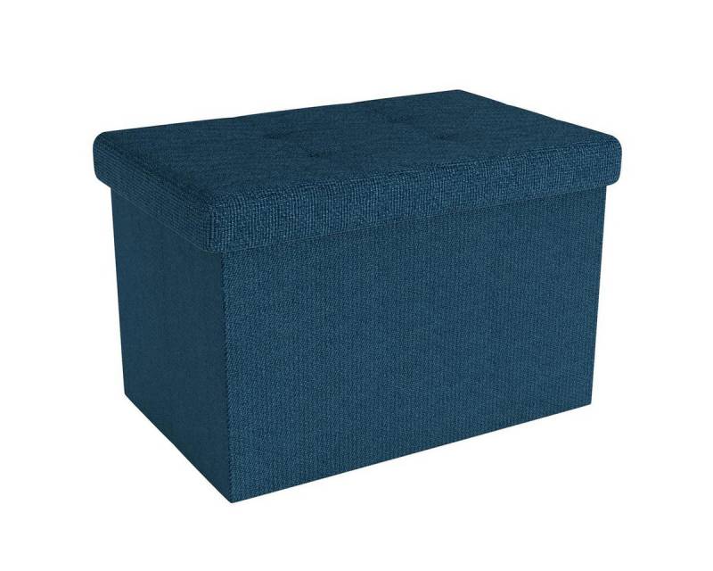 Intirilife Sitzhocker (Sitzwürfel mit Stauraum 49x30x30 cm in OZEAN BLAU - Fußablage), Faltbare Sitzbank - aus Stoff mit Mulden - Aufbewahrungsbox Truhe von Intirilife