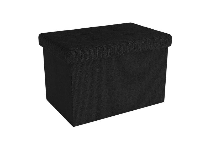 Intirilife Sitzhocker (Sitzwürfel mit Stauraum 49x30x30 cm in PIANO SCHWARZ - Fußablage, 1 St), Faltbare Sitzbank - aus Stoff mit Mulden - Aufbewahrungsbox Truhe von Intirilife