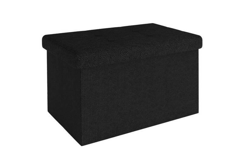 Intirilife Sitzhocker (Sitzwürfel mit Stauraum 49x30x30 cm in PIANO SCHWARZ - Fußablage, 1 St), Faltbare Sitzbank - aus Stoff mit Mulden - Aufbewahrungsbox Truhe von Intirilife