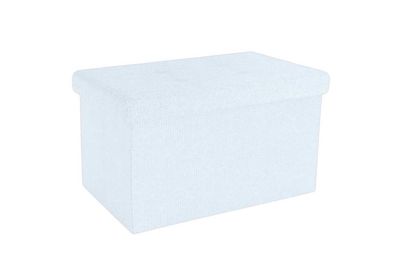 Intirilife Sitzhocker (Sitzwürfel mit Stauraum 49x30x30 cm in SCHNEE WEIß - Fußablage), Faltbare Sitzbank - aus Stoff mit Mulden - Aufbewahrungsbox Truhe von Intirilife