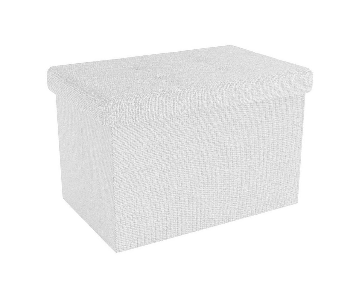 Intirilife Sitzhocker (Sitzwürfel mit Stauraum 49x30x30 cm in SCHNEE WEIß - Fußablage), Faltbare Sitzbank - aus Stoff mit Mulden - Aufbewahrungsbox Truhe von Intirilife