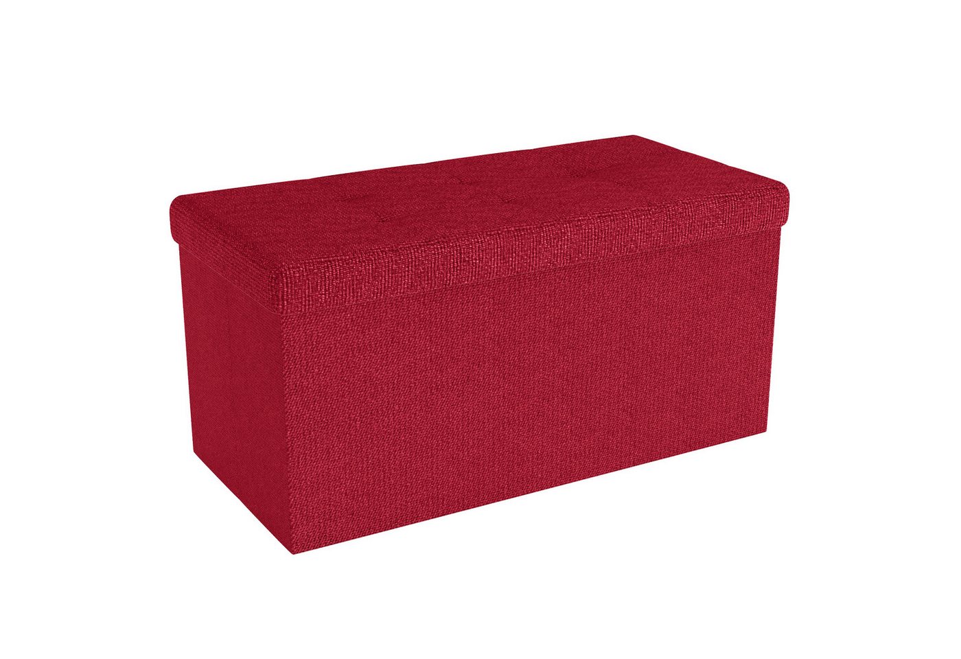 Intirilife Sitzhocker (Sitzwürfel mit Stauraum 76x38x38 cm in GRANAT ROT - Fußablage, 1 St), Faltbare Sitzbank mit Mulden Aufbewahrungsbox Sitzhocker Fußhocker von Intirilife