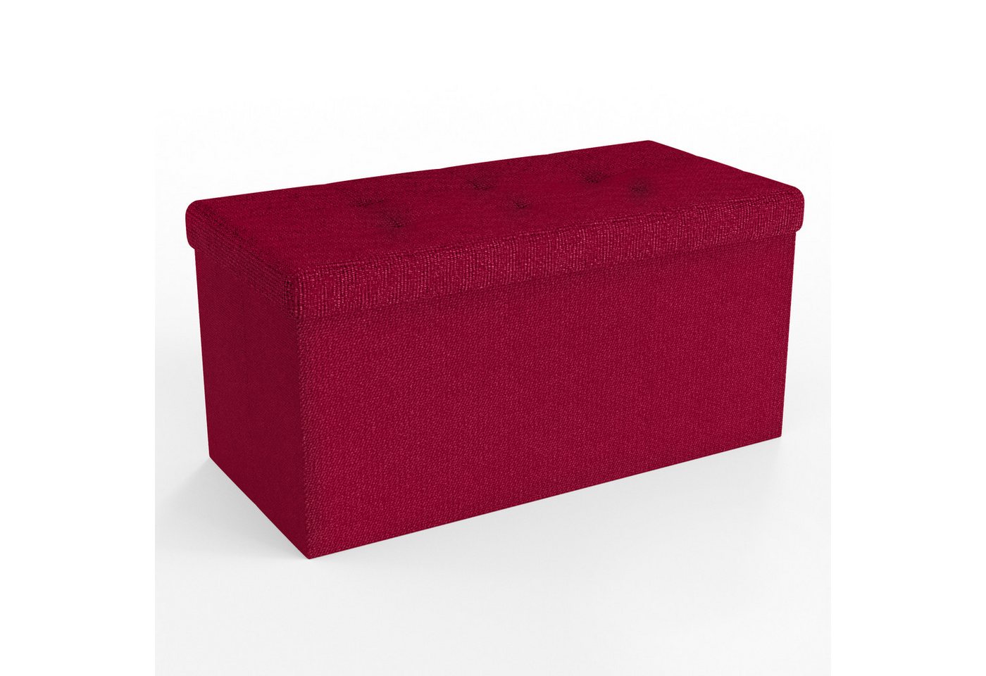 Intirilife Sitzhocker (Sitzwürfel mit Stauraum 76x38x38 cm in KIRSCH ROT - Fußablage, 1 St), Faltbare Sitzbank - aus Stoff mit Mulden - Aufbewahrungsbox Truhe von Intirilife