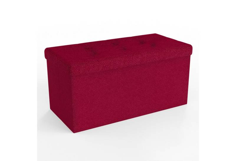 Intirilife Sitzhocker (Sitzwürfel mit Stauraum 76x38x38 cm in KIRSCH ROT - Fußablage, 1 St), Faltbare Sitzbank mit Mulden Aufbewahrungsbox Sitzhocker Fußhocker von Intirilife