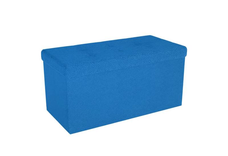 Intirilife Sitzhocker (Sitzwürfel mit Stauraum 76x38x38 cm in OZEAN BLAU - Fußablage), Faltbare Sitzbank mit Mulden Aufbewahrungsbox Sitzhocker Fußhocker von Intirilife