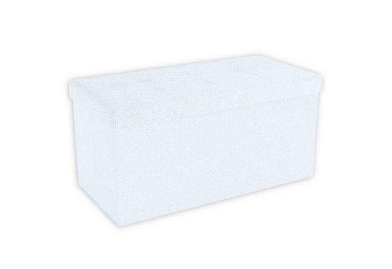 Intirilife Sitzhocker (Sitzwürfel mit Stauraum 76x38x38 cm in SCHNEE WEIß - Fußablage, 1 St), Faltbare Sitzbank mit Mulden Aufbewahrungsbox Sitzhocker Fußhocker von Intirilife