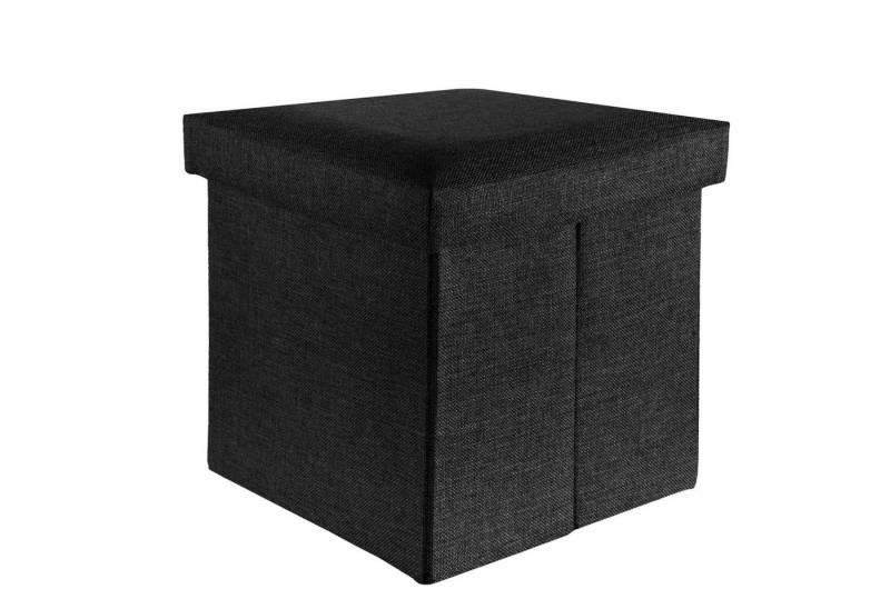 Intirilife Sitzwürfel (Sitzwürfel mit Stauraum 38x38x38 cm in DIAMANT SCHWARZ - Fußablage, 1 St), Sitzhocker Faltbar 38x38x38 cm Sitzwürfel Aufbewahrungsbox Fußhocker von Intirilife