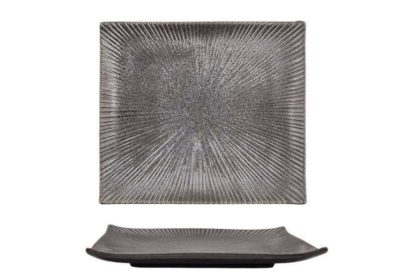 Intirilife Sushiteller, (1 St), Sushi Platte Servier Teller aus Porzellan Schwarz 23 x 20.5 x 2.8 cm von Intirilife