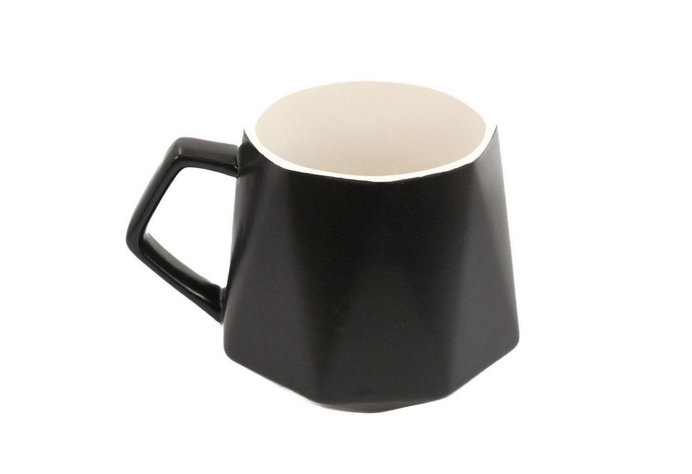 Intirilife Tasse, Keramik, Kaffee Tasse in Feinschliff Optik in Schwarz mit 350 ml von Intirilife
